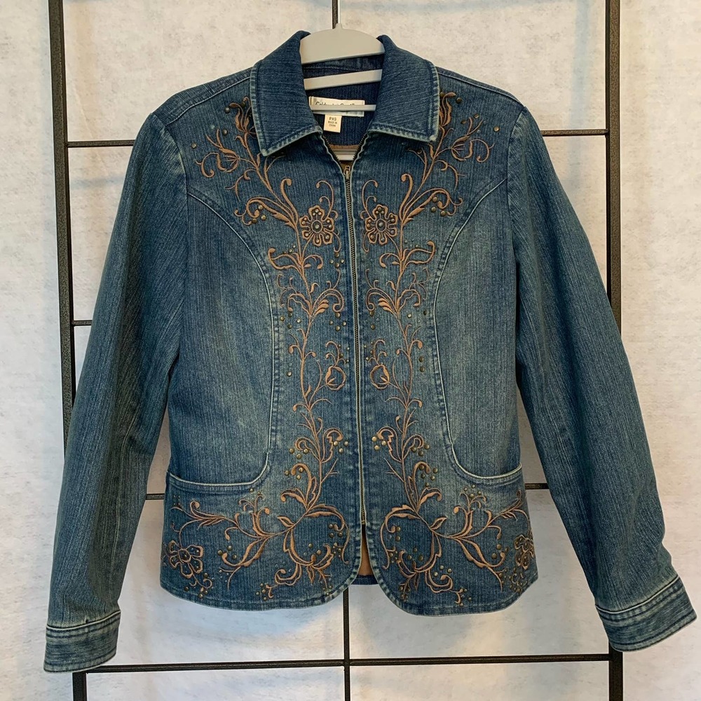 COLDWATER CREEK Embroidered Denim Women's Blazer Size‎ PXS